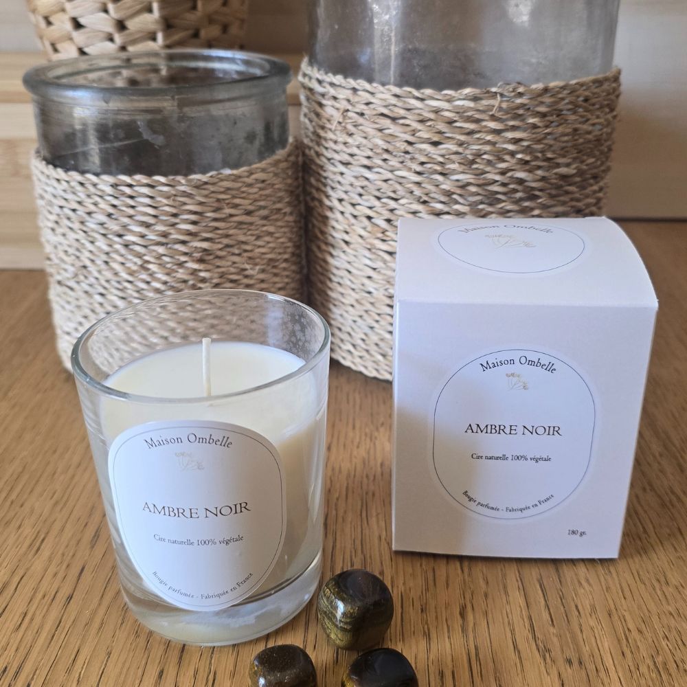 Bougie naturelle parfumée Ambre Noir