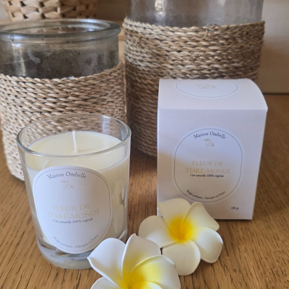 Bougie naturelle parfumée Fleur de Tiaré - Monoï