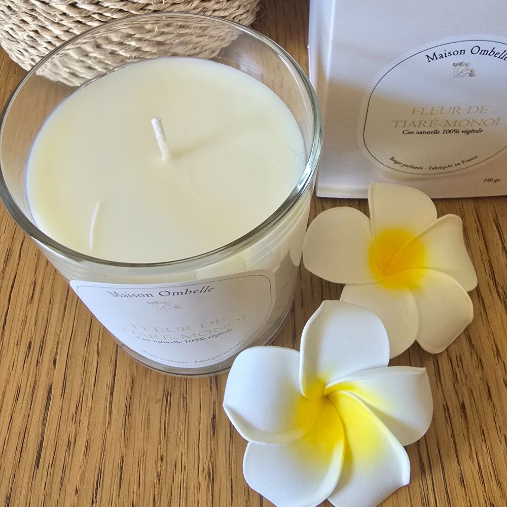 Bougie naturelle parfumée Fleur de Tiaré - Monoï